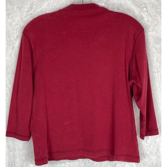 St. John's Bay Medium 8/10 Maroon 3/4 Sleeve Ribbed Mock Turtleneck Vintage 90's - Picture 5 of 6
